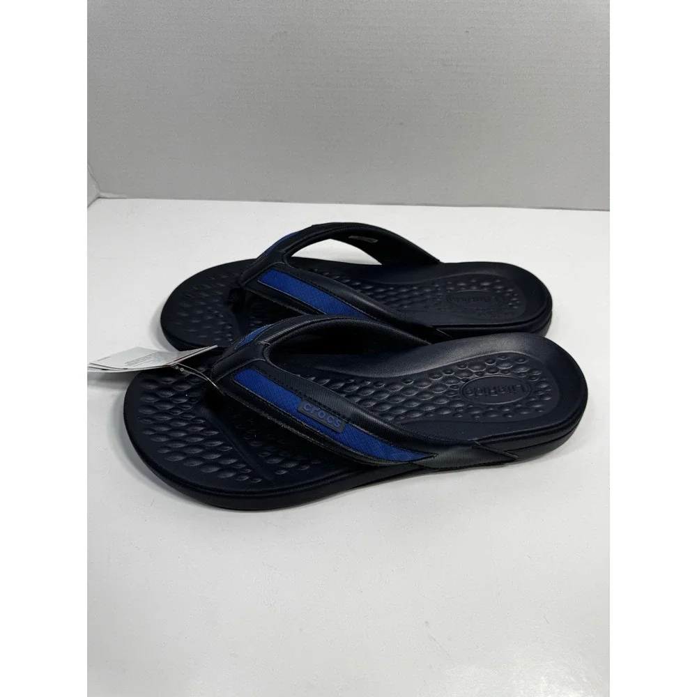 Crocs Yukon Sport LiteRide Flip Flops Sandles Mens Navy Blue‎ Slip-On Thong - 15